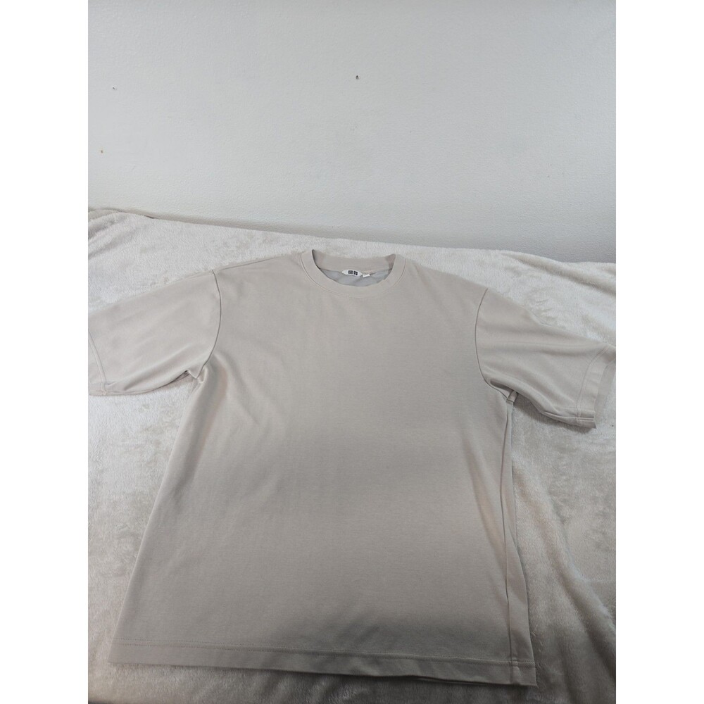 Uniqlo U AIRism Cotton Oversized Crew Neck T-Shirt Navy Taupe Sand Mens Medium